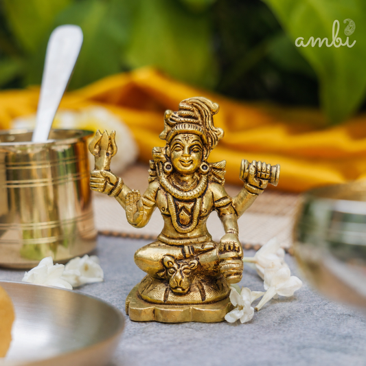 Ambi Divine Pure Brass Lord Shiva Idol - 3.6 inch height - Heavy Make