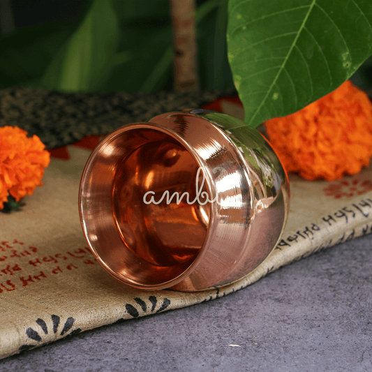 Ambi Divine 100% Pure Copper Traditional Water Kalash / Lota / Matka - No 1 Size - 600 ML