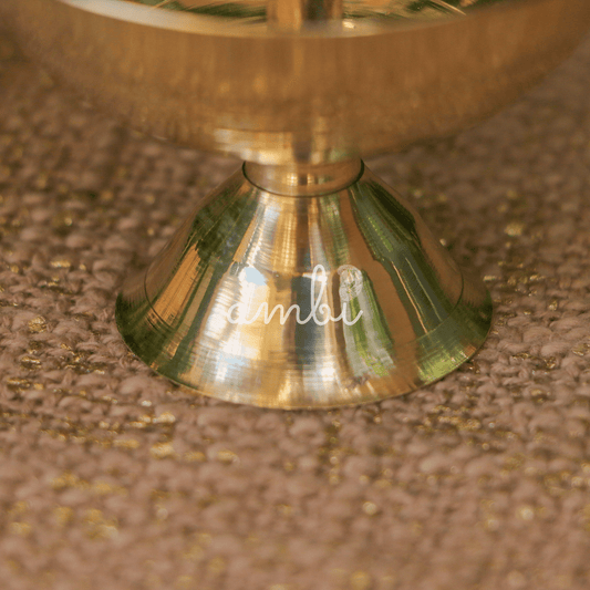 Ambi Divine 100% Pure Brass Pooja Akhand Deepam / Deepak / Diya Small - Set of 2
