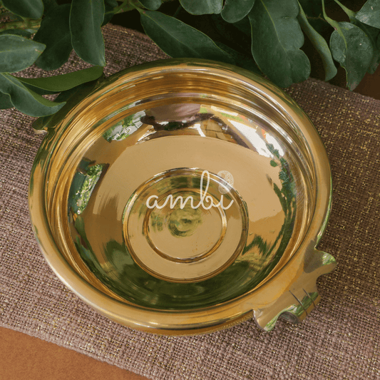 Ambi Divine Pure Brass Urli Classical Elegant Design - 9.5 inch Diameter