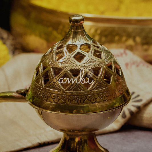 Ambi Divine Brass Dhuni Loban Sambrani Incense Burner Large