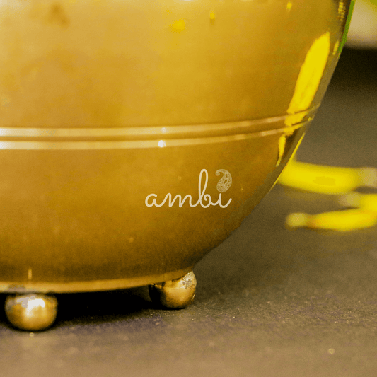 Ambi Divine 100 % Brass Lota Kalash for Pooja or Water Storage - Round with Legs