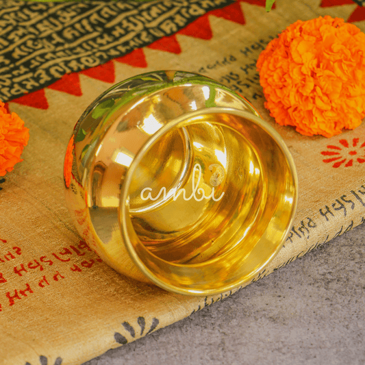 Ambi Divine 100% Pure Brass Traditional Water Kalash / Lota / Matka - No 1 Size - 500 ML