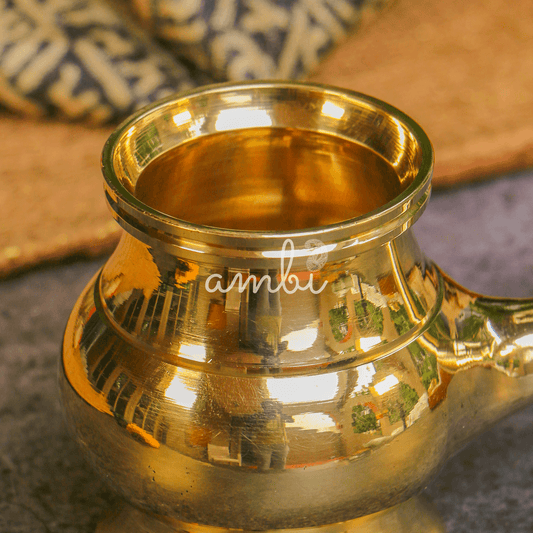 Ambi Divine 100 % Brass Kumbh Lota Kalash for Pooja / Abhishek or Water Storage - Long Spout