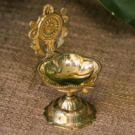 Ambi Divine 100% Pure Brass Chakra Deepam - Small