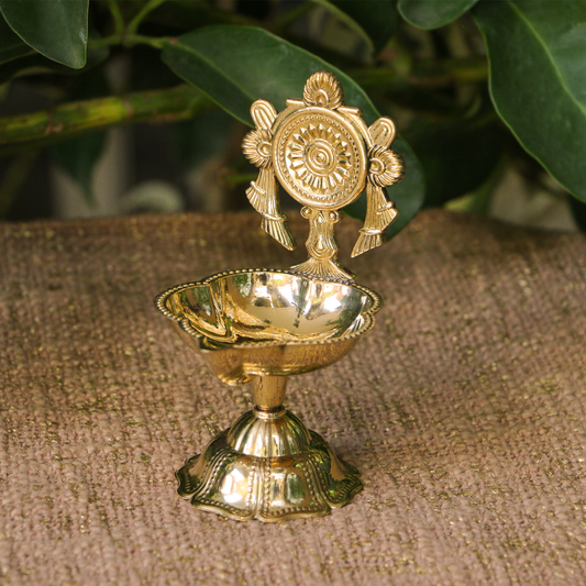 Ambi Divine 100% Pure Brass Chakra Deepam - Medium