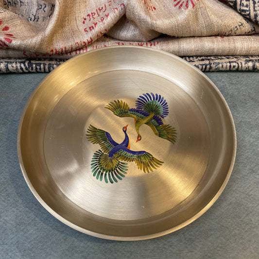 AMBI Divine 100% Pure Kansa Pooja Plate with Hand-Painted Pattachitra Birds – 8 Inch