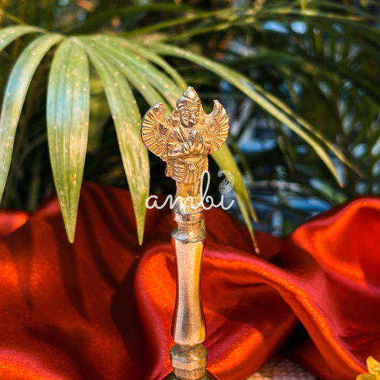 Ambi Divine Pure Brass Garuda Symbol Hand Bell for Pooja & Aarti - 5 Inch