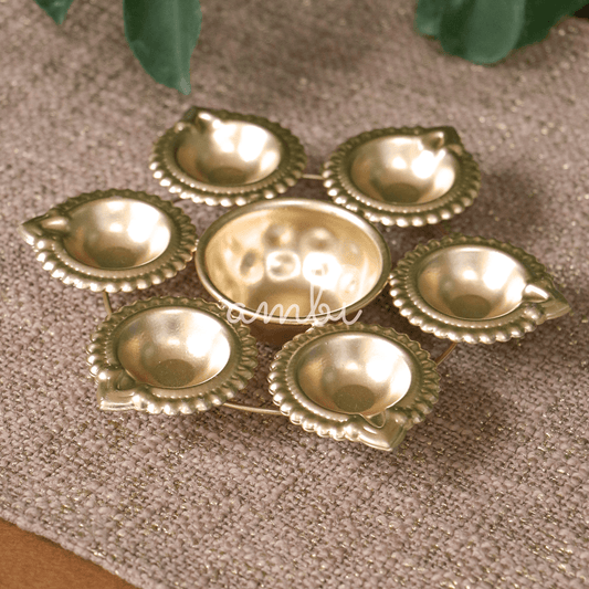 Ambi Divine Metal Urli and Diyas for Blissful Home Decor Collection - Regular - 7 inch