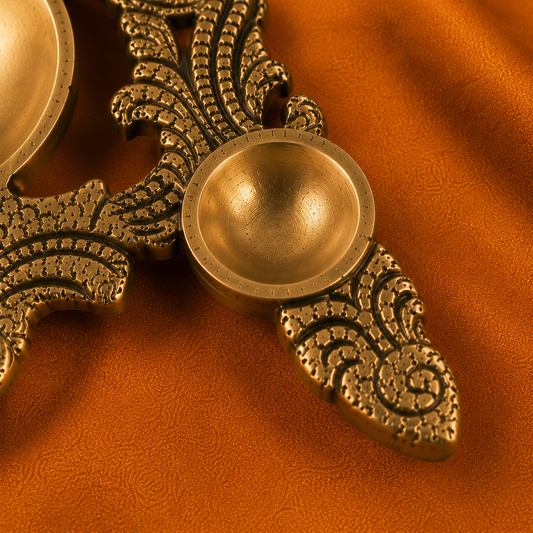 Ambi Divine Pure Brass Peacock Aarti Diya | Handcrafted Puja Diya for Home Mandir & Festivals