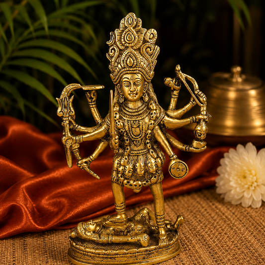 Ambi Divine Pure Brass Mahakali Rudra Idol | Handcrafted Maa Kali Murti for Home Mandir, Navratri & Shakti Puja