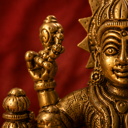 Ambi Divine Pure Brass Simhavahini Durga Idol | Handcrafted Maa Durga on Lion Murti for Home Mandir, Navratri & Shakti Puja