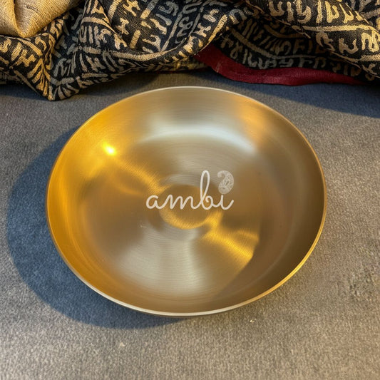 Ambi Divine 100% Pure Lead Free Kansa Small Plate Handcrafted Dessert Plate | Puja Plate - 5 Inch