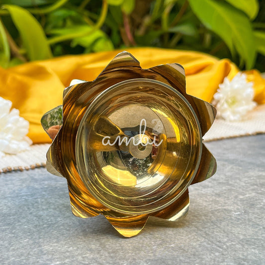 Ambi Divine Pure Brass Kamal / Lotus Shaped Diya - Set of 2 - 3.75 Inch Height