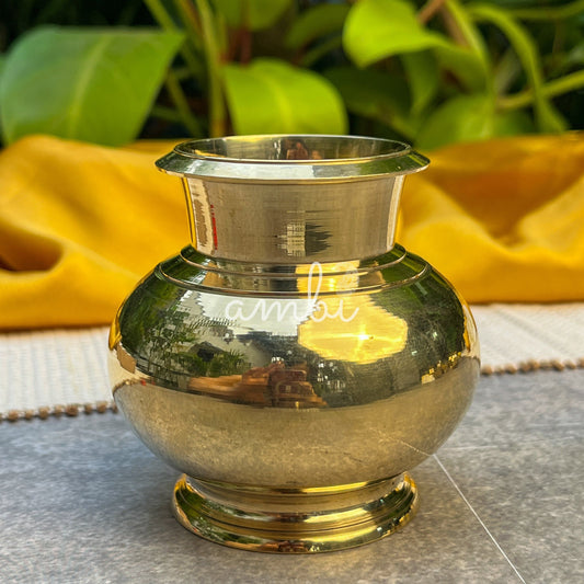 Ambi Divine 100% Pure Brass Pooja Madrasi Lota for Pooja / Abhishek -4 Inches - Heavy Make