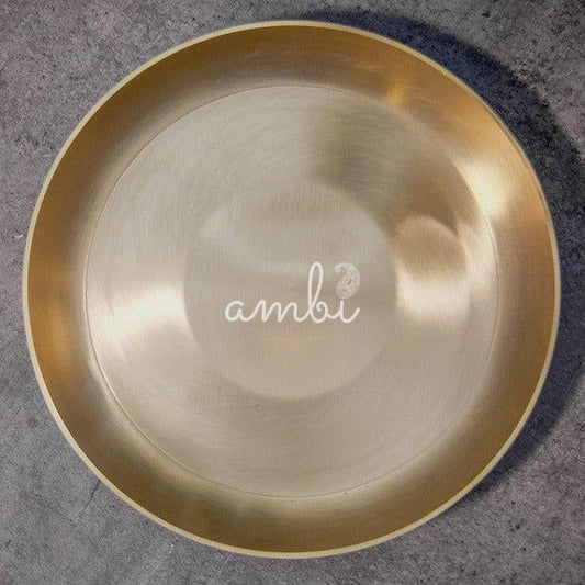 Ambi Divine 100% Pure Lead Free Kansa Pasta Plate / Thali / Pooja Plate / Kids Plate - 8 Inch