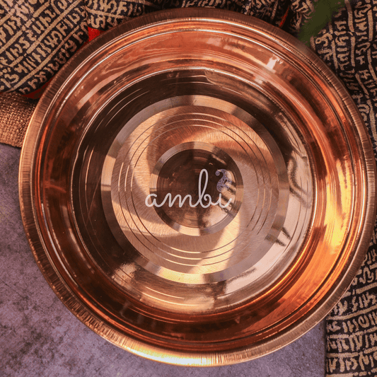 Ambi Divine 100% Pure Copper Traditional Parat - Medium Size - 11.5 inches diameter