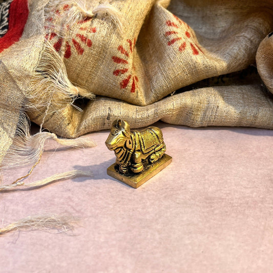 Ambi Divine Pure Brass Nandi Statue with Lotus Engraving – 87 Grams
