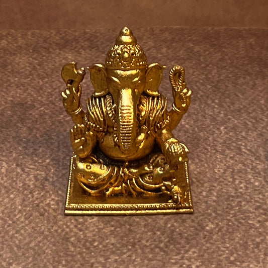 Ambi Divine Pure Brass Ganesha Idol | Ganpati Statue for Home Mandir & Puja | 1.5 Inch  - Height |