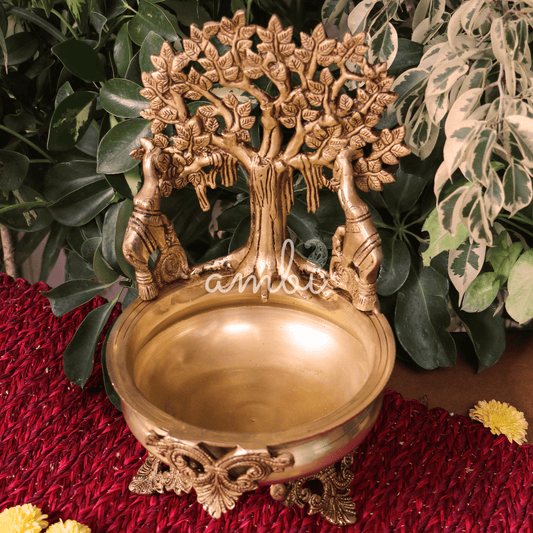 Ambi Divine Pure brass Ethnic Traditional Tree of Life Large Urli