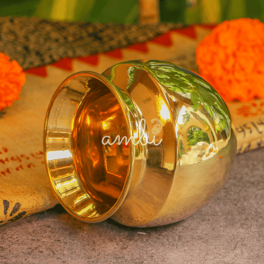Ambi Divine 100% Pure Brass Traditional Water Kalash / Lota / Matka - No 1 Size - 500 ML