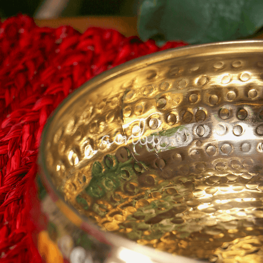 Ambi Divine Pure Brass Hammered Urli 6.5 inches Diameter