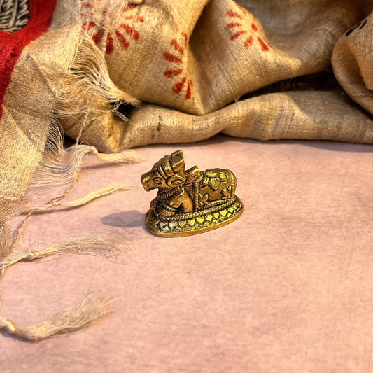 Ambi Divine Pure Brass Sacred Nandi Idol – Bull Statue for Pooja, 90 Grams
