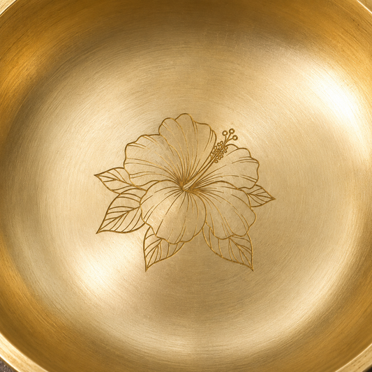 Ambi Divine 100% Pure Kansa Plate with Hibiscus Etching – 4 Inch | Handcrafted Kansa Prasad & Pooja Plate