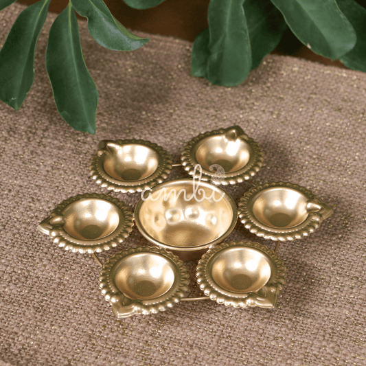 Ambi Divine Metal Urli and Diyas for Blissful Home Decor Collection - Regular - 7 inch