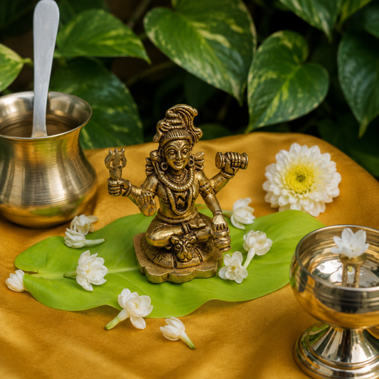 Ambi Divine Pure Brass Lord Shiva Idol - 3.6 inch height - Heavy Make