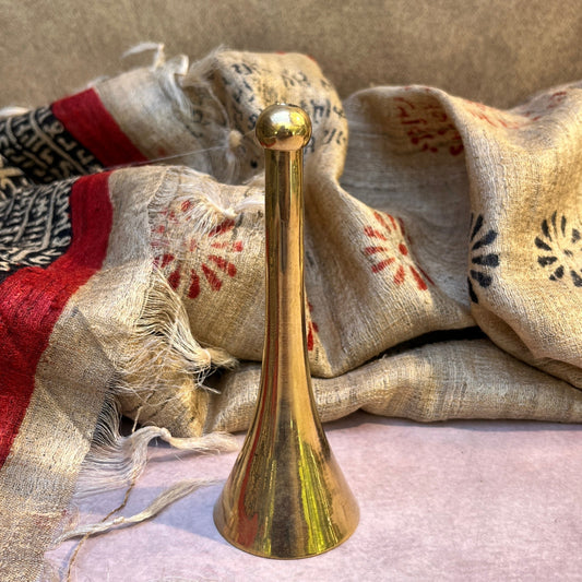 Ambi Divine Pure Brass Puja Bell – Sleek Cone shape Long Handle Aarti Bell - 4.9 Inch Height