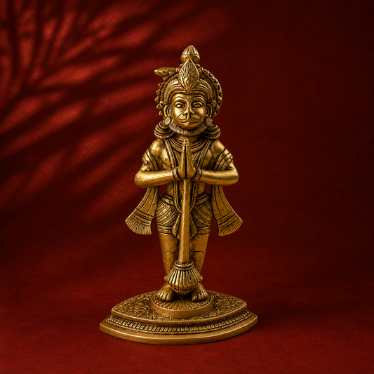 Ambi Divine Pure  Brass Lord Hanuman/ Bajrangbali Standing Idol | Decorative Hanuman Murti for Pooja Room