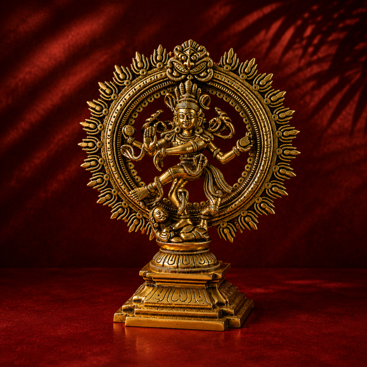 Ambi Divine Pure Brass Chidambaram Tandava Nataraja Idol | Handcrafted Lord Shiva Cosmic Dance Murti for Home Mandir & Shaivite Puja