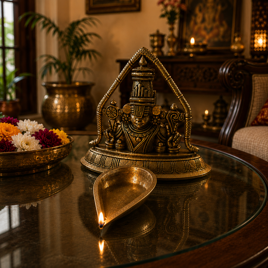 Ambi Divine Pure Brass Ananda Nilayam Brass Vilakku | Balaji Diya / Perumal Vilakk|