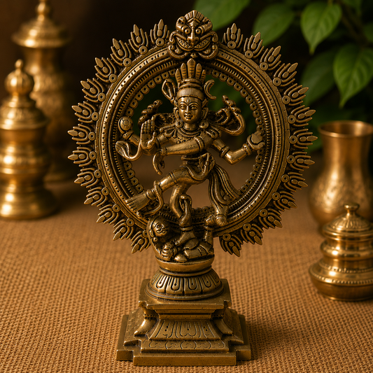 Ambi Divine Pure Brass Chidambaram Tandava Nataraja Idol | Handcrafted Lord Shiva Cosmic Dance Murti for Home Mandir & Shaivite Puja