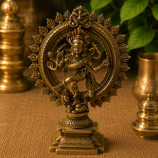 Ambi Divine Pure Brass Rudra Nataraja Idol – Lord Shiva Cosmic Dance Statue for Pooja & Decor