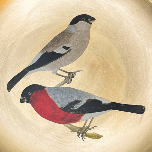 AMBI Divine 100% Pure Kansa Pooja Plate with Hand-Painted Sparrow Design – 8 Inch