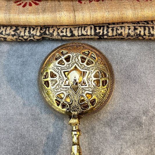 Ambi Divine Regal Bloom Pure Brass Incense Burner (Dhoop Dani) / Dhuni with Handle