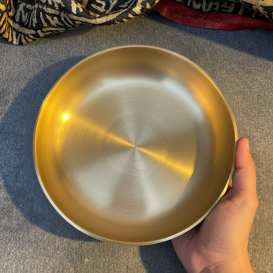 AMBI Divine 100% Pure Kansa Small Plate Handcrafted Puja Plate - 5 Inch