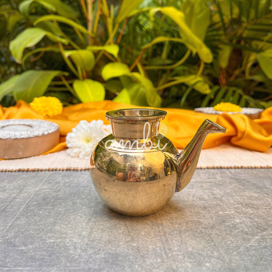 Ambi Divine 100 % Brass Kumbh Lota for Pooja / Abhishek or Water Storage With Long Spout-150ML