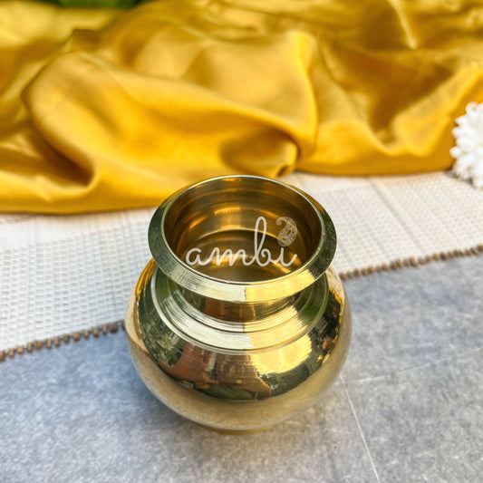 Ambi Divine 100% Pure Brass Pooja Madrasi Lota for Pooja / Abhishek -3 Inches - Heavy Make