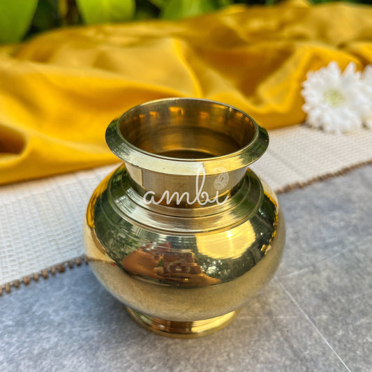 Ambi Divine 100% Pure Brass Pooja Madrasi Lota for Pooja / Abhishek -4 Inches - Heavy Make