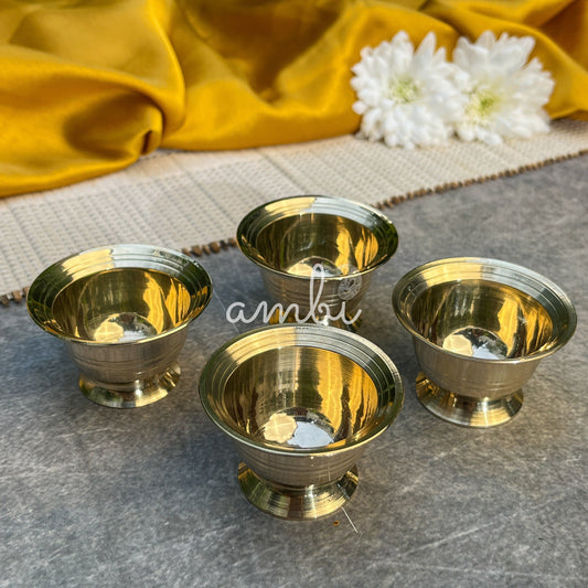 Ambi Divine Pure 100% Brass Small Prasad Katori / Dip Bowl - Set of 4