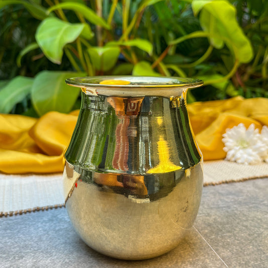 Ambi Divine Elegant Satari Pure 100% Brass Puja Lota (Medium) - 450 ML