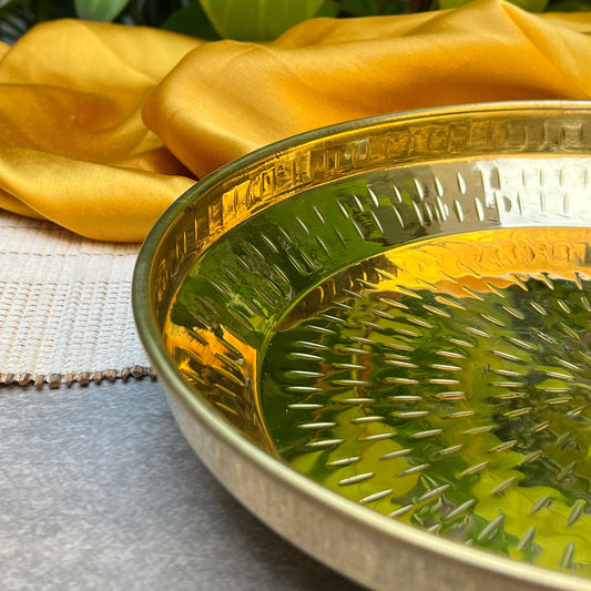 100% Pure Brass Traditional Hammered Parat - 10 Inches diameter