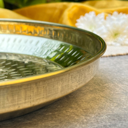 100% Pure Brass Traditional Hammered Parat - 10 Inches diameter