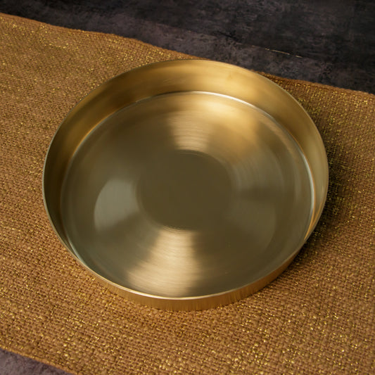 Ambi Divine 100% Pure Kansa Thali with High Edge — 8 Inch Pooja & Dining Plate