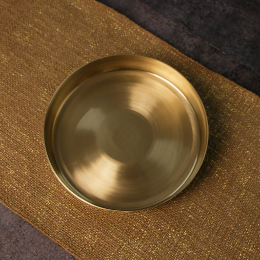 Ambi Divine 100% Pure Kansa Thali with High Edge — 8 Inch Pooja & Dining Plate