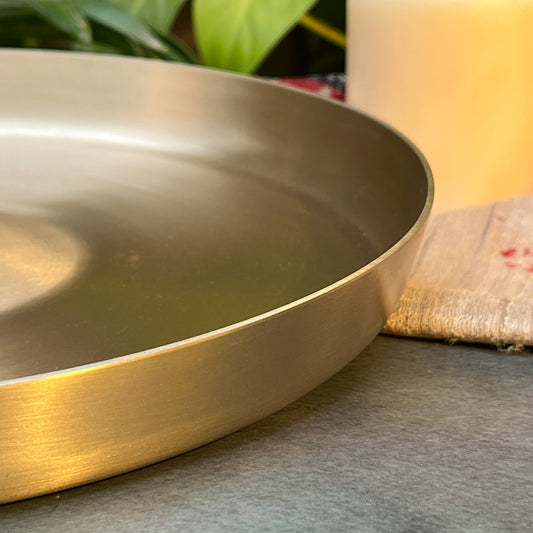 Ambi Divine 100% Pure Kansa Pooja Plate with Laser Cut Paisley Design- 12 Inch