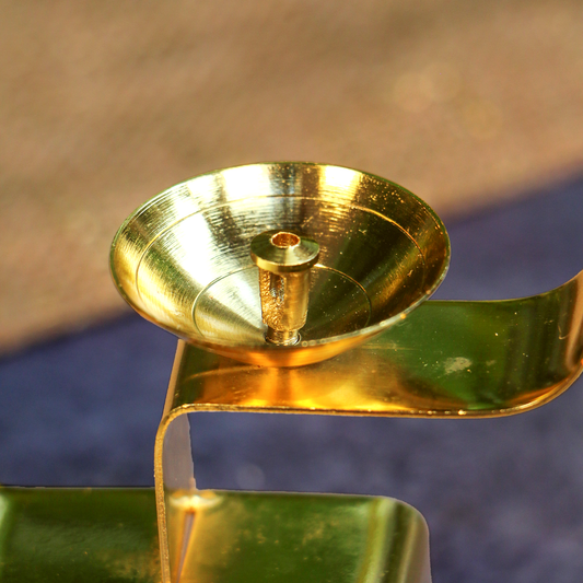Ambi Divine Pure Brass Pooja Swastik Satya Deepam / Deepak / Diya - Vertical